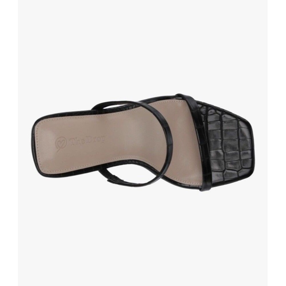 NWT The Drop Women's Avery Square Toe Two Strap High Heeled Sandal Sz 8.5 Black - Picture 4 of 14